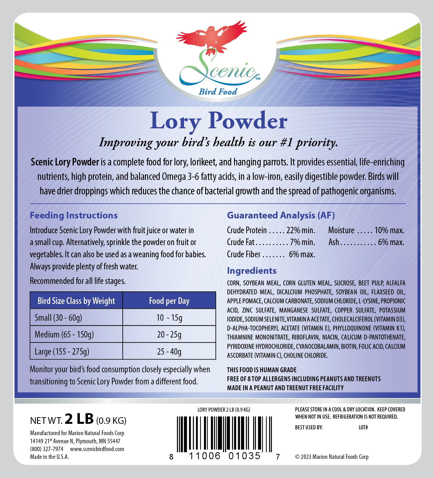 Scenic Lory Powder Back Label