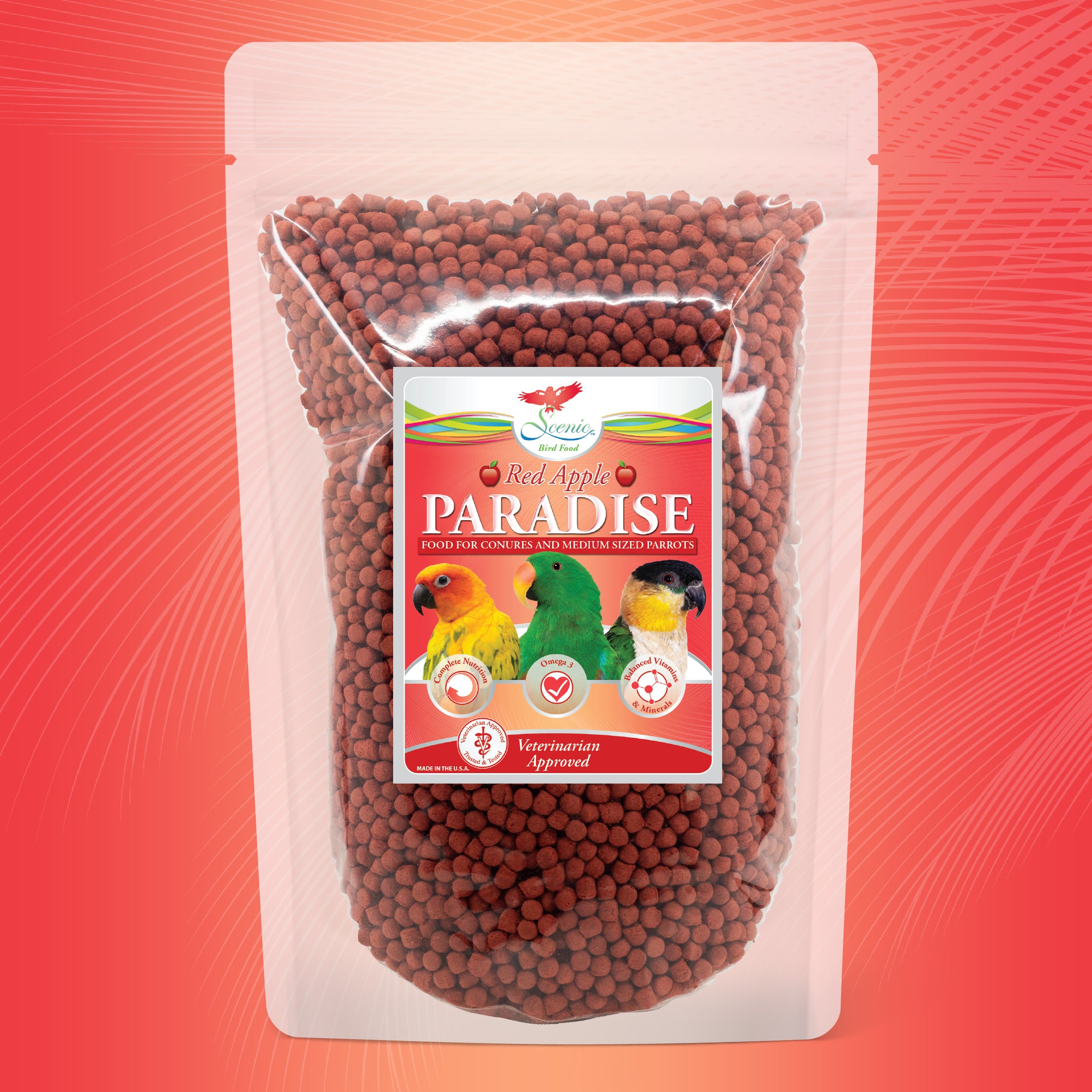 Scenic Apple Paradise Bag Red Background