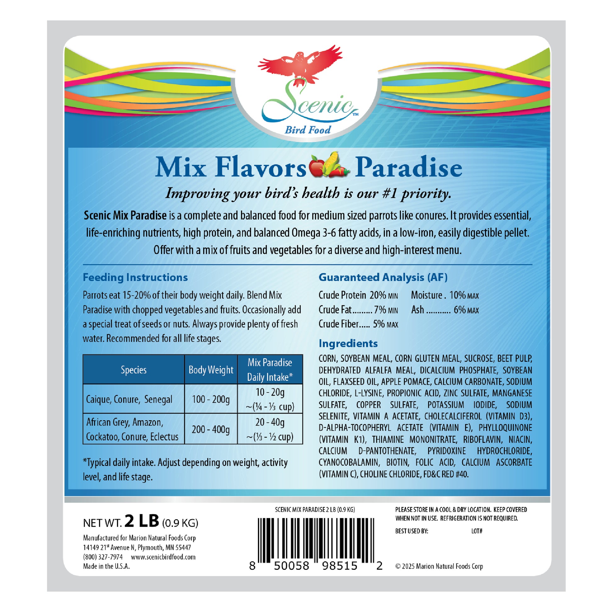 Scenic Mix Paradise 2lb Back Label